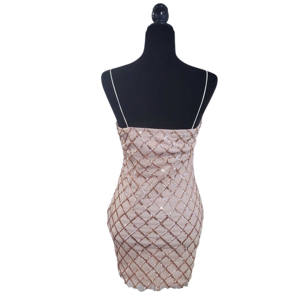 Showpo Beige Sparkle Mini Dress - Picture 3 of 4